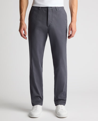 Man wearing a blue Straight Leg Cotton-Stretch Washed Chino