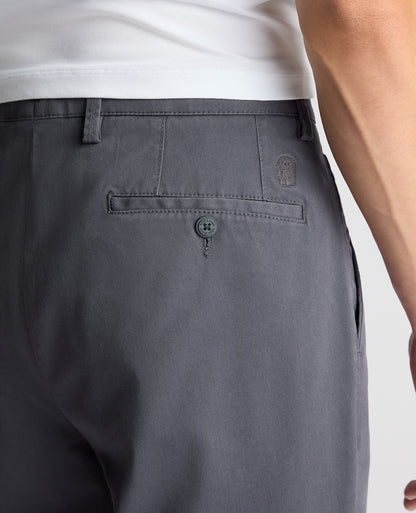 Man wearing a blue Straight Leg Cotton-Stretch Washed Chino