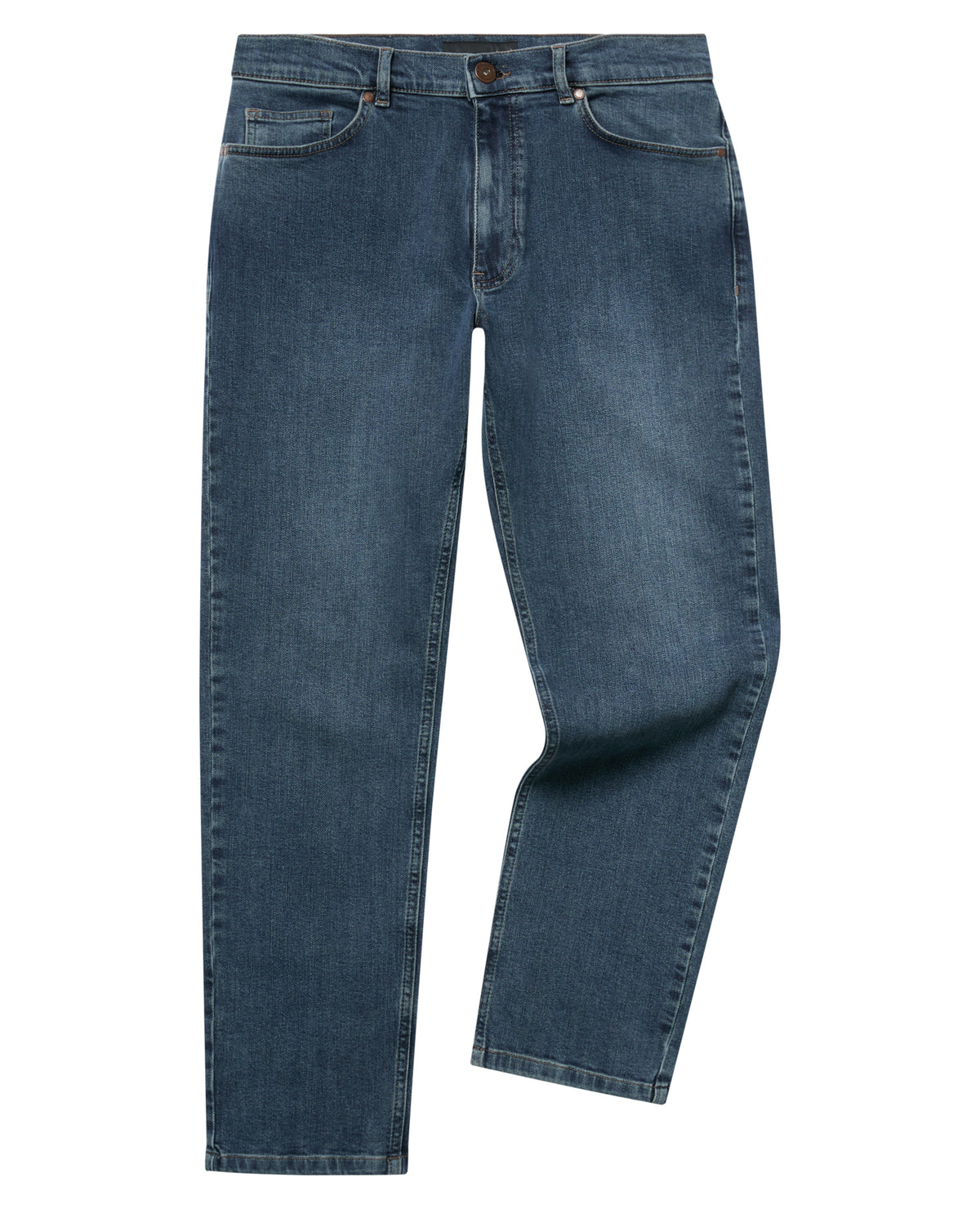 Man wearing a blue Roman Modern Straight Fit Cotton-Stretch Jean