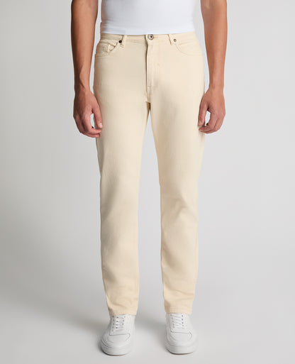 Man wearing a sand Roman Modern Straight Fit Cotton-Stretch Jean
