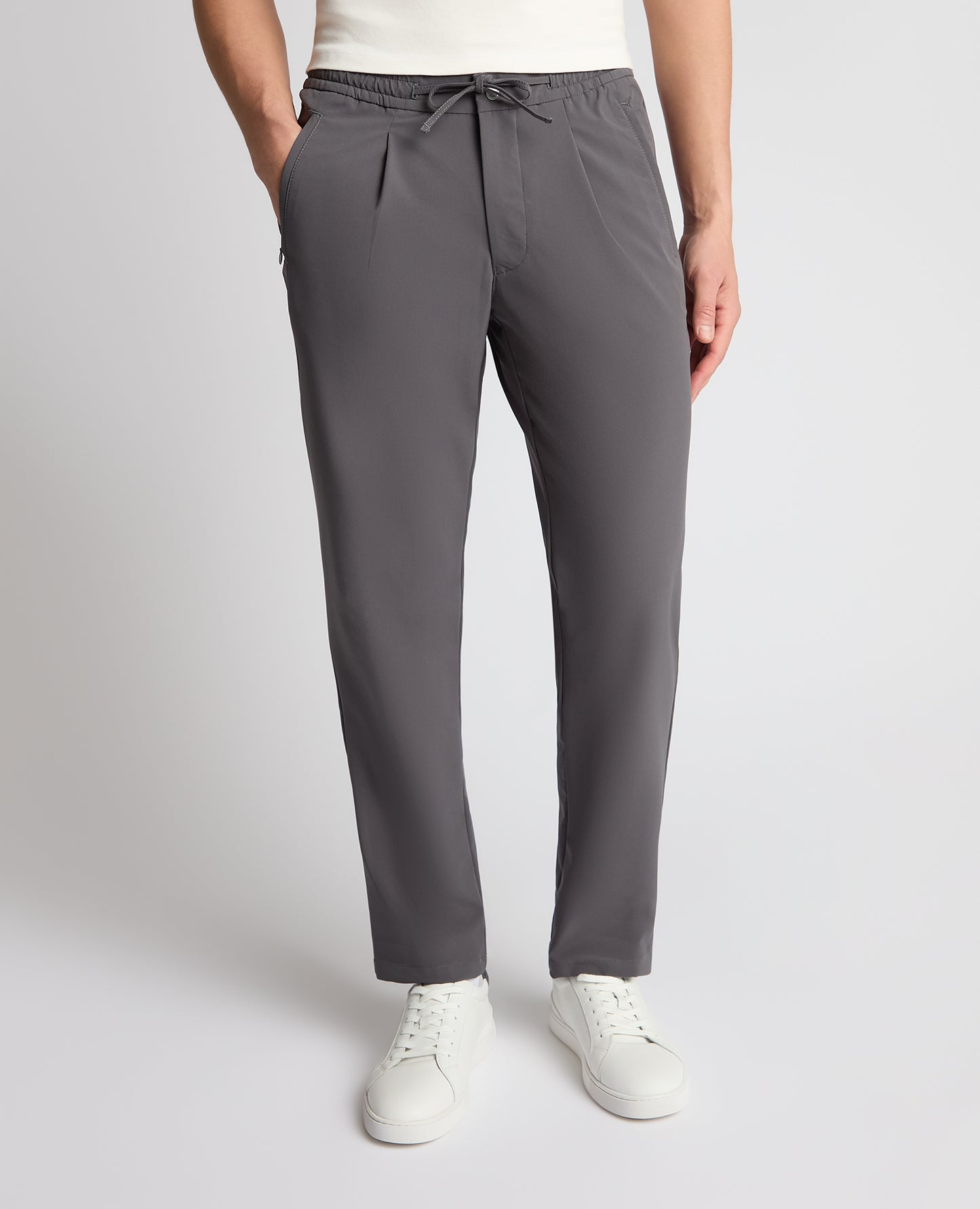 Grey Straight Leg Stretch Trousers