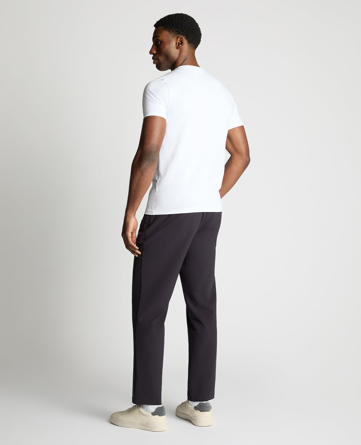 Man wearing a navy chino