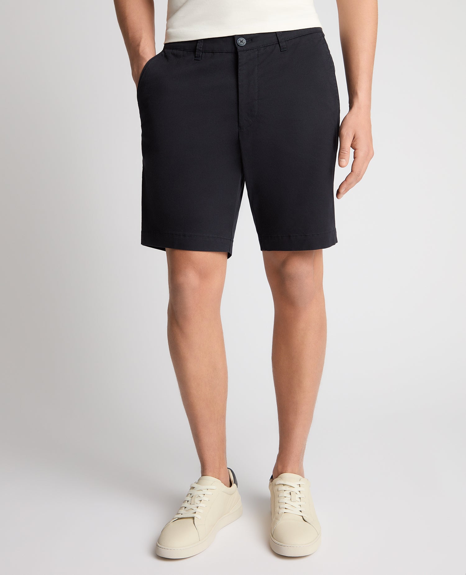 Man wearing a navy chino