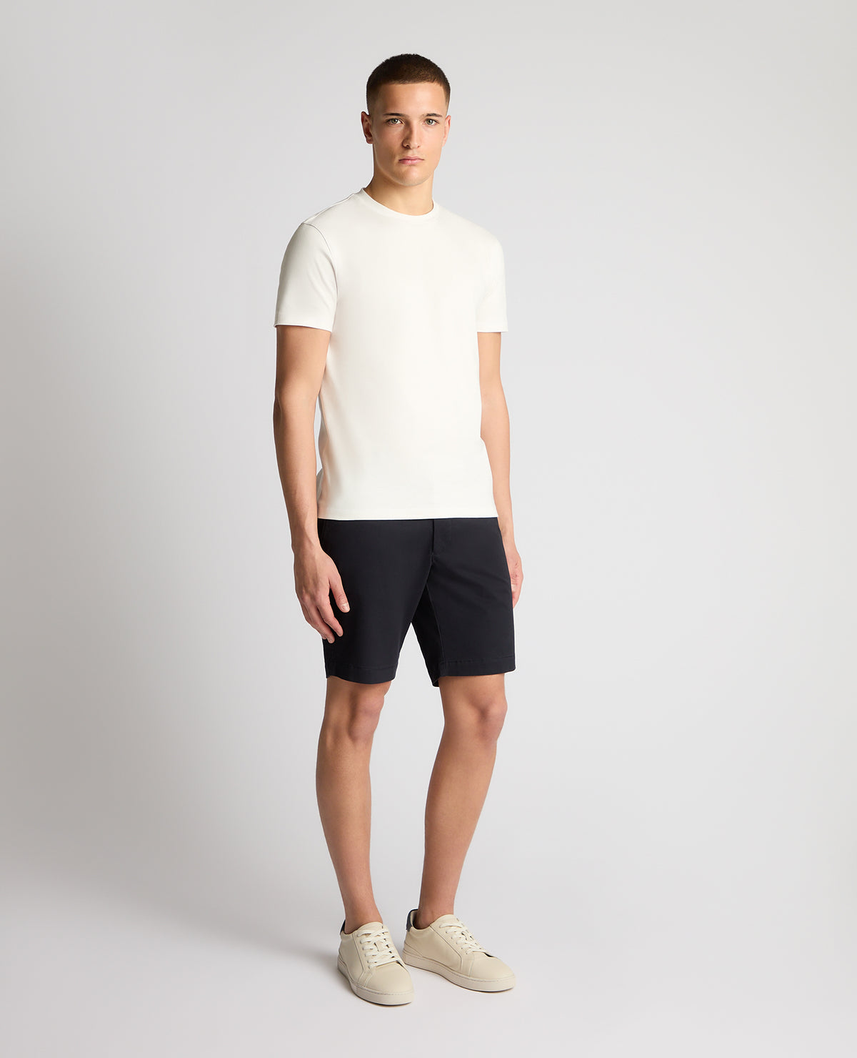 Man wearing a navy chino