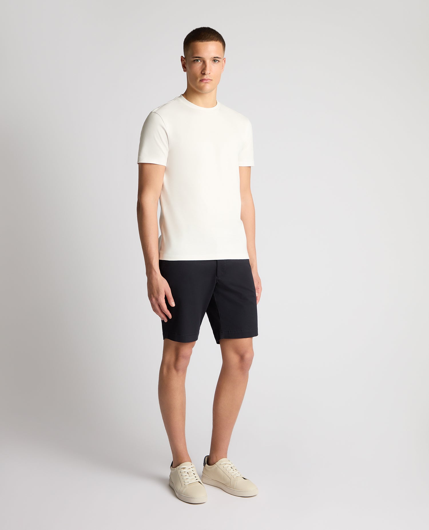 Man wearing a navy chino