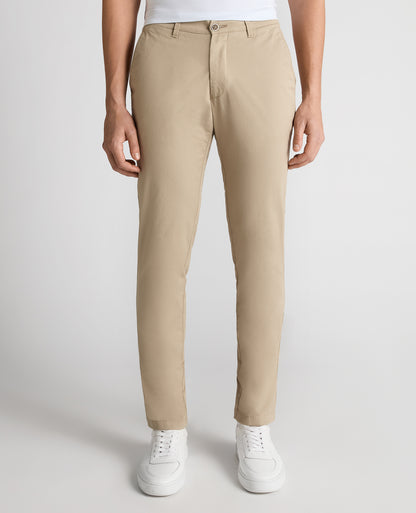 Man wearing a sand Slim Leg Cotton Stretch Chinos