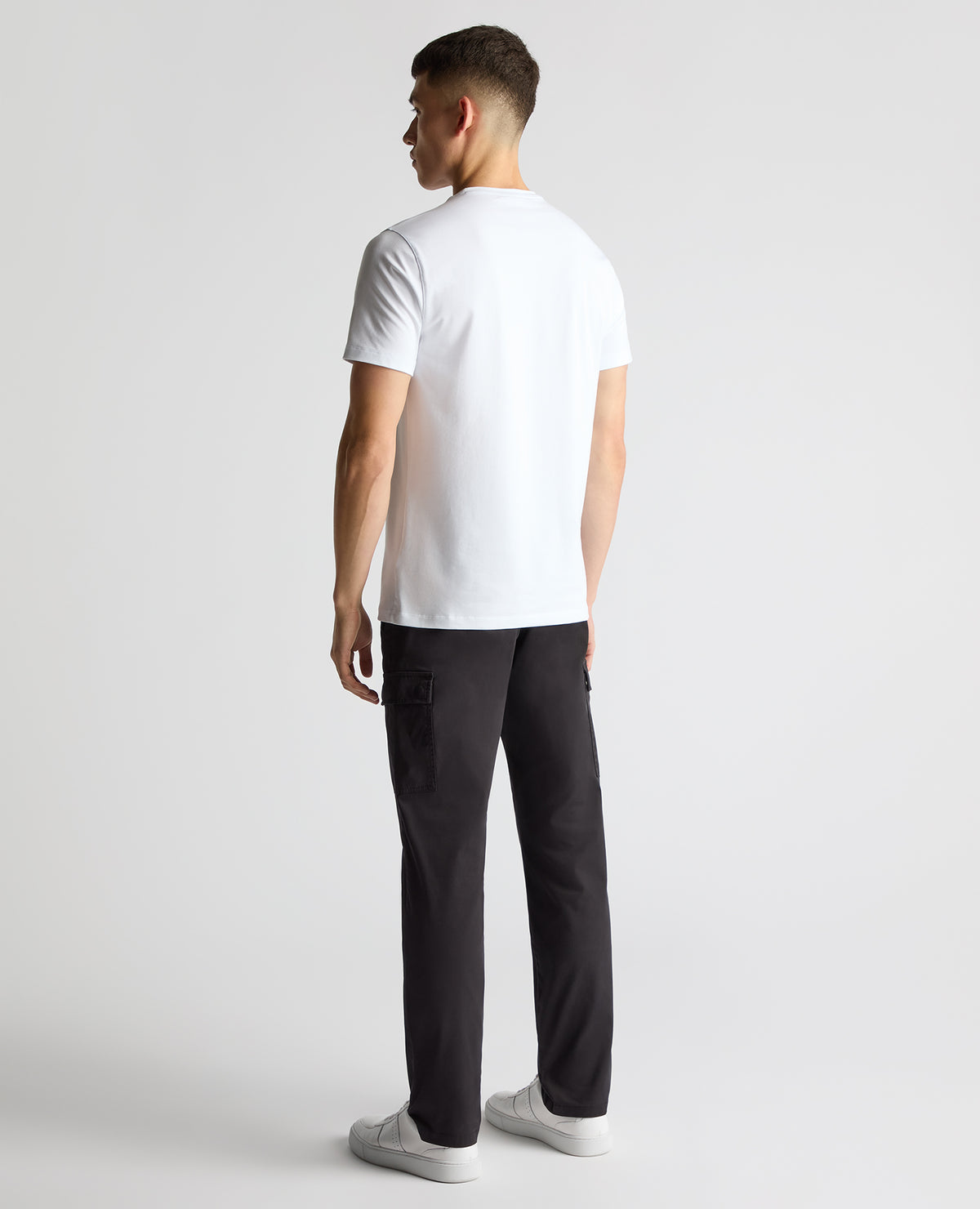 Man wearing a grey Slim Fit Cotton Stretch Cargos