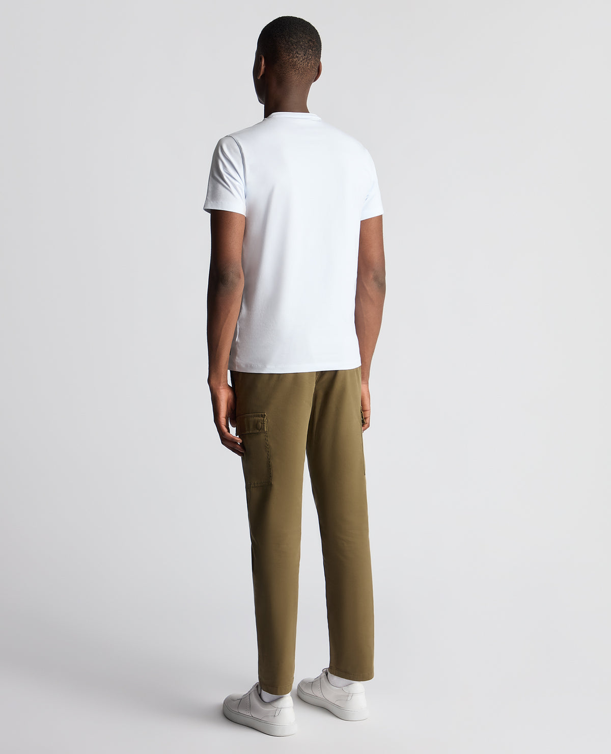 Man wearing a green Slim Fit Cotton Stretch Cargos