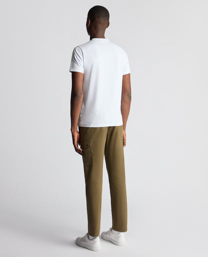 Man wearing a green Slim Fit Cotton Stretch Cargos