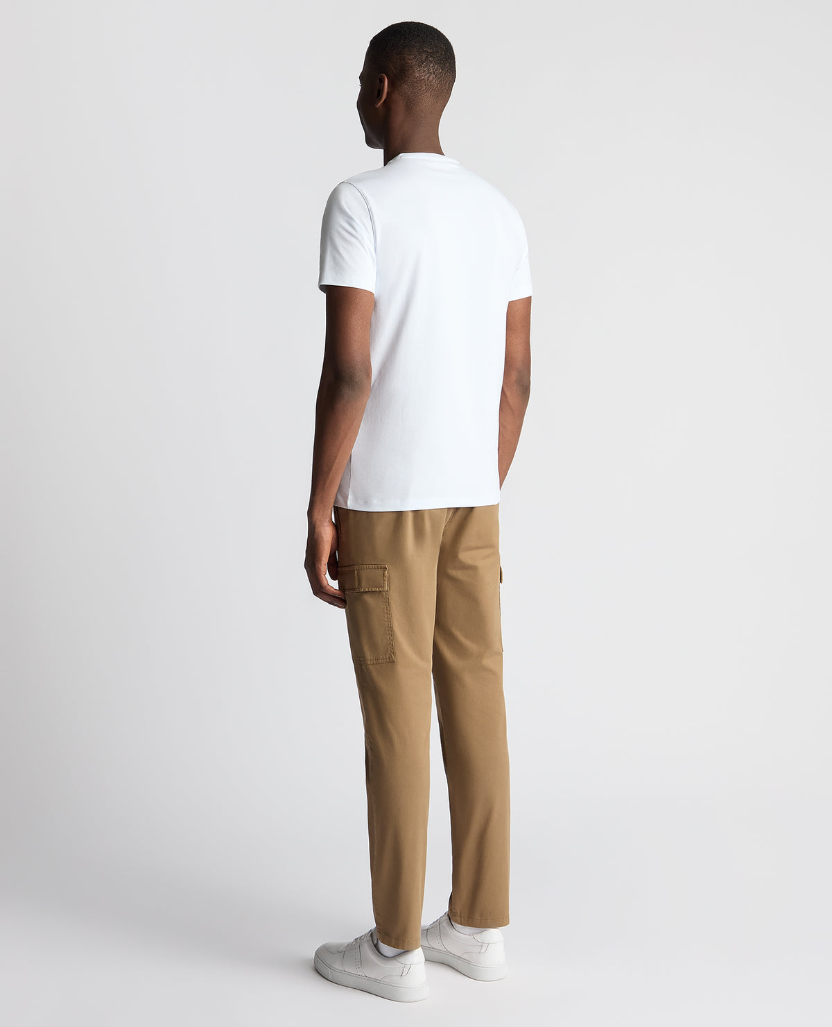 Man wearing a sand Slim Fit Cotton Stretch Cargos