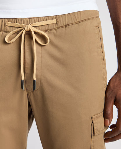 Man wearing a sand Slim Fit Cotton Stretch Cargos