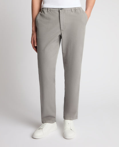 Grey Straight Leg Cotton-Blend Chinos