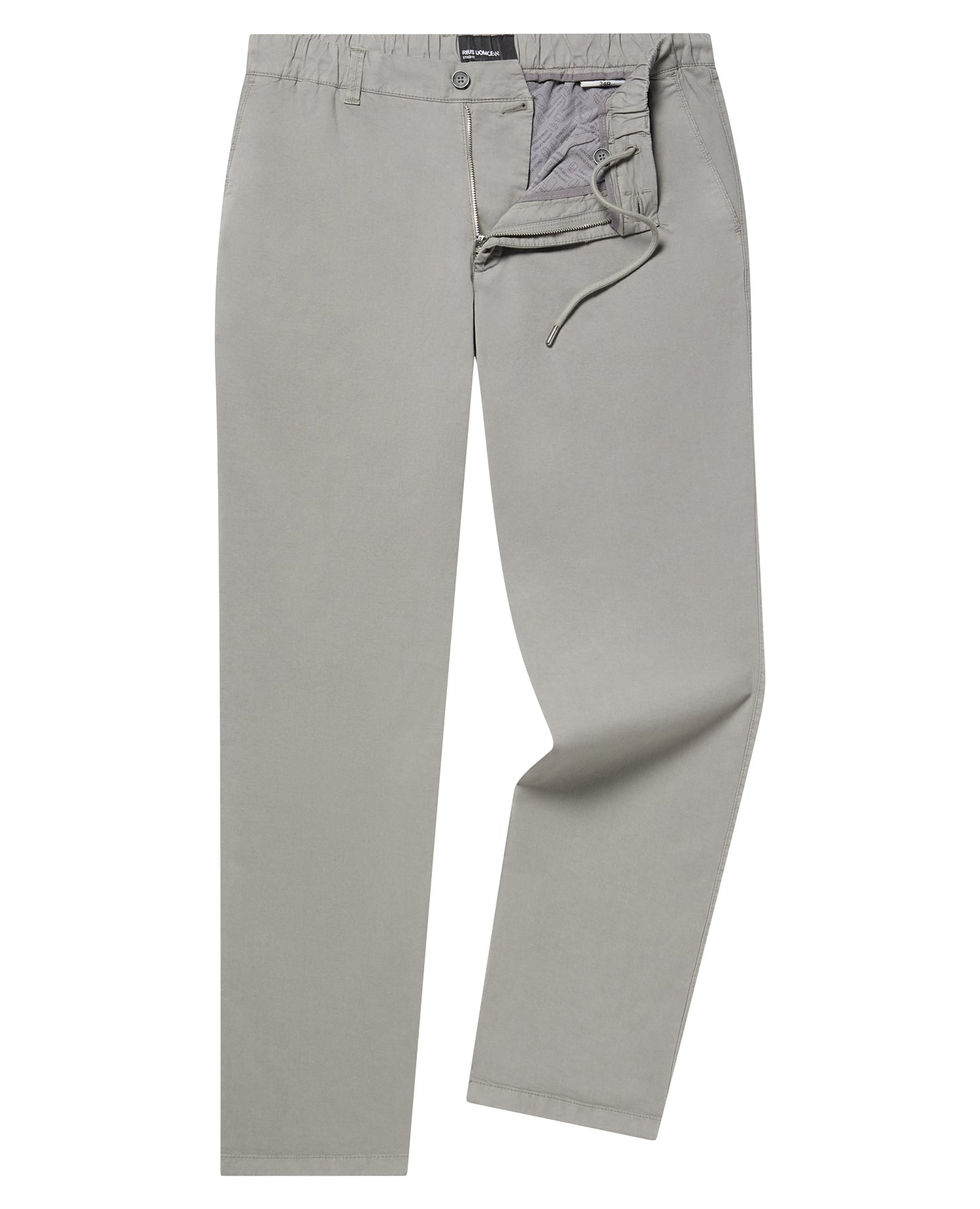 Grey Straight Leg Cotton-Blend Chinos