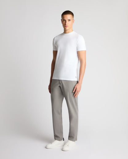 Grey Straight Leg Cotton-Blend Chinos