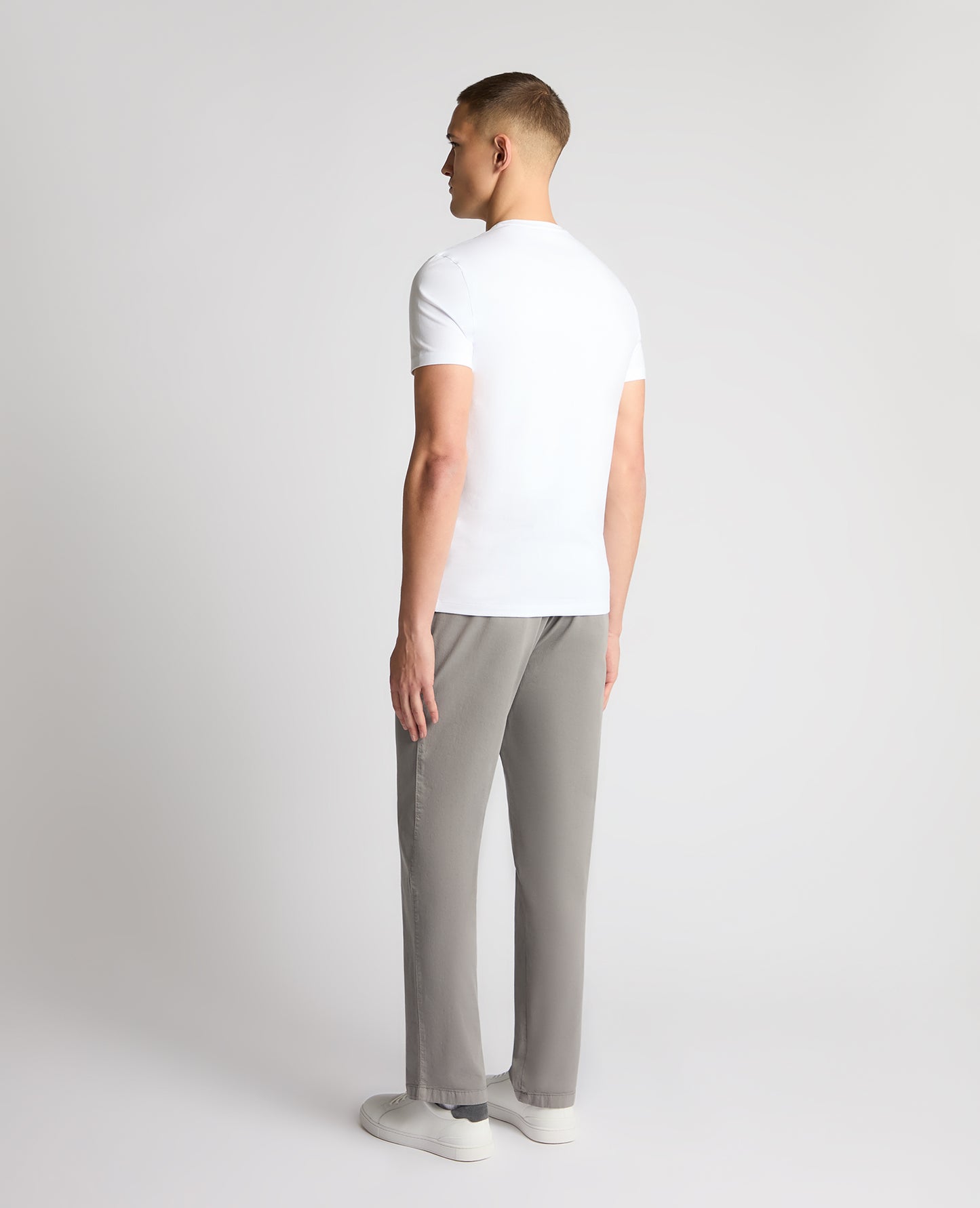 Grey Straight Leg Cotton-Blend Chinos