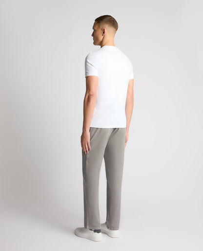 Grey Straight Leg Cotton-Blend Chinos