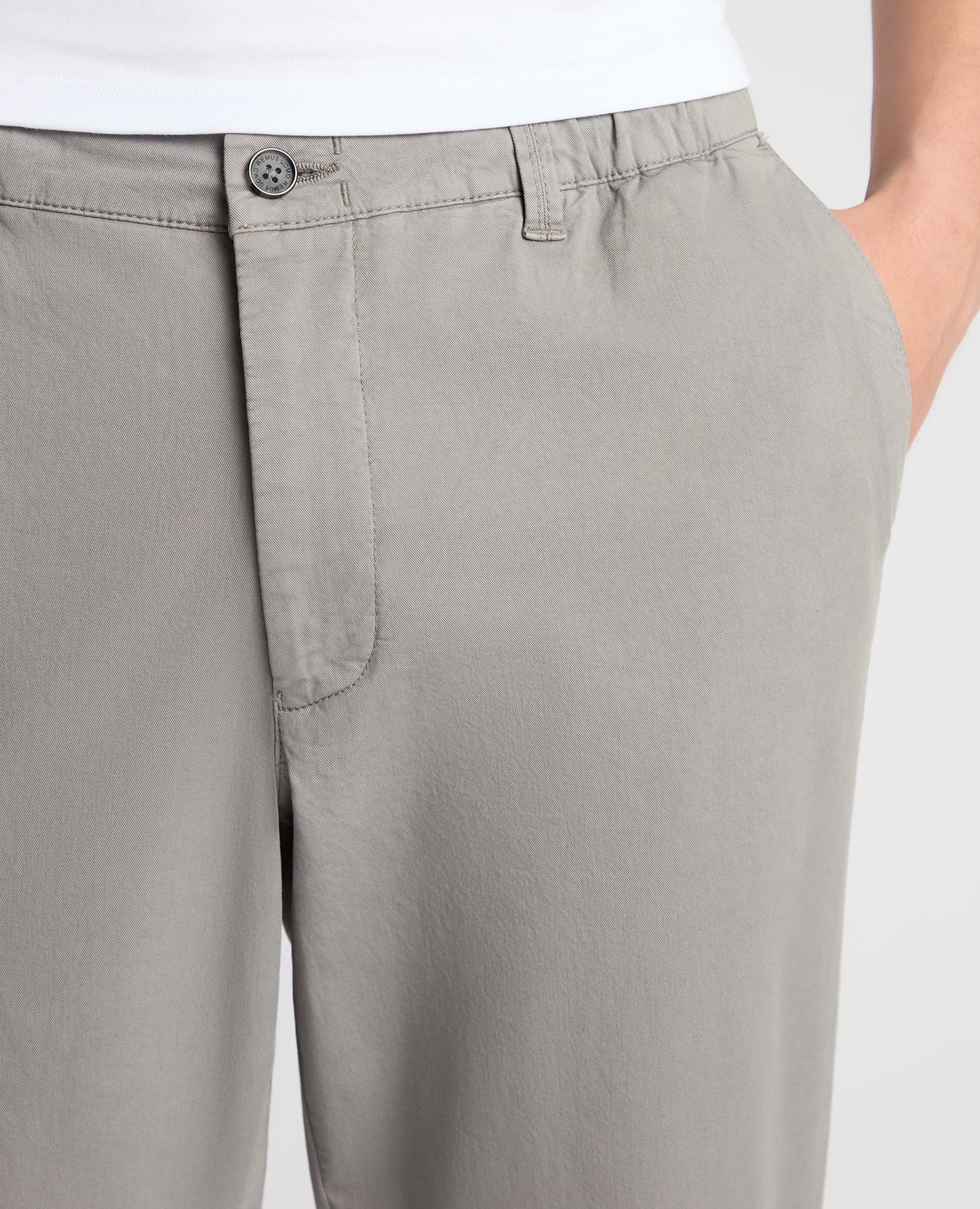 Grey Straight Leg Cotton-Blend Chinos