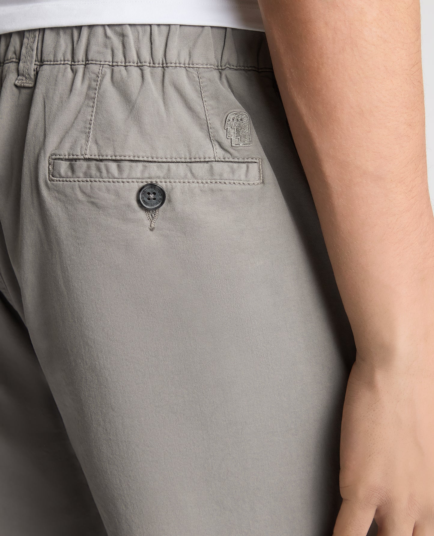 Grey Straight Leg Cotton-Blend Chinos