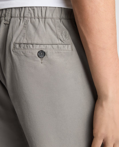 Grey Straight Leg Cotton-Blend Chinos
