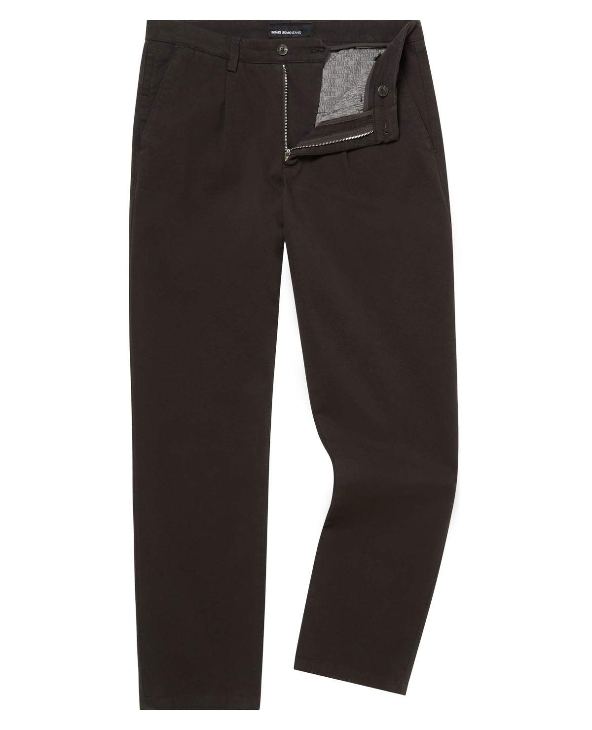 Man wearing a brown Straight Leg Cotton-Stretch Riley Chinos