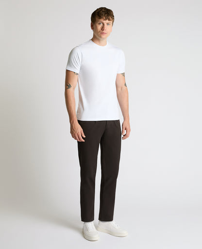 Man wearing a brown Straight Leg Cotton-Stretch Riley Chinos