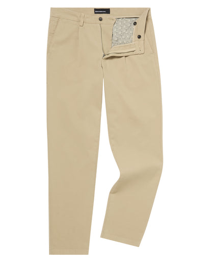 Man wearing a sand Straight Leg Cotton-Stretch Riley Chinos