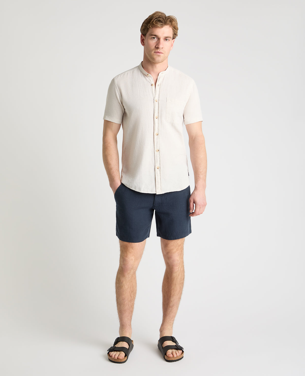 Man wearing a blue chino