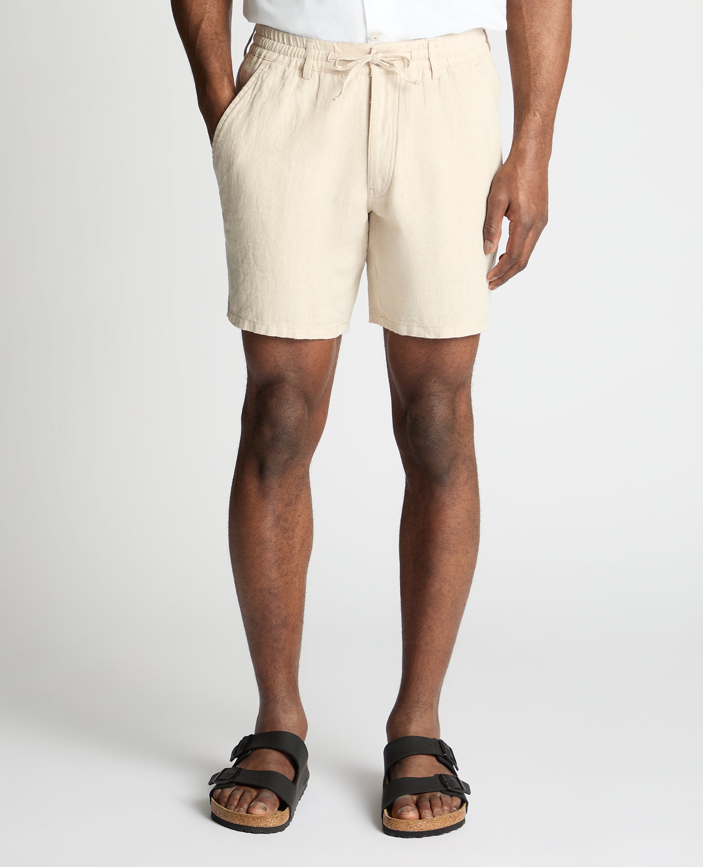 Stone Straight Leg Linen Shorts