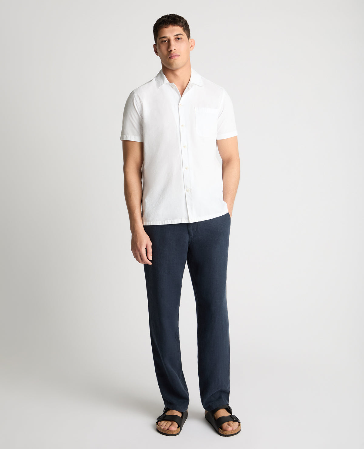 Man wearing a blue chino