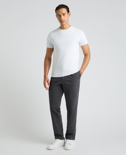 Dark Grey Straight Fit Cotton Stretch Chino