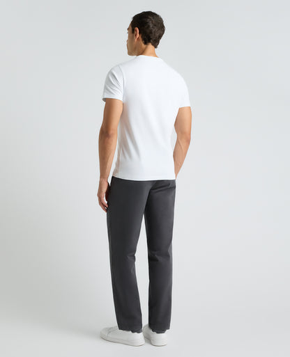 Dark Grey Straight Fit Cotton Stretch Chino