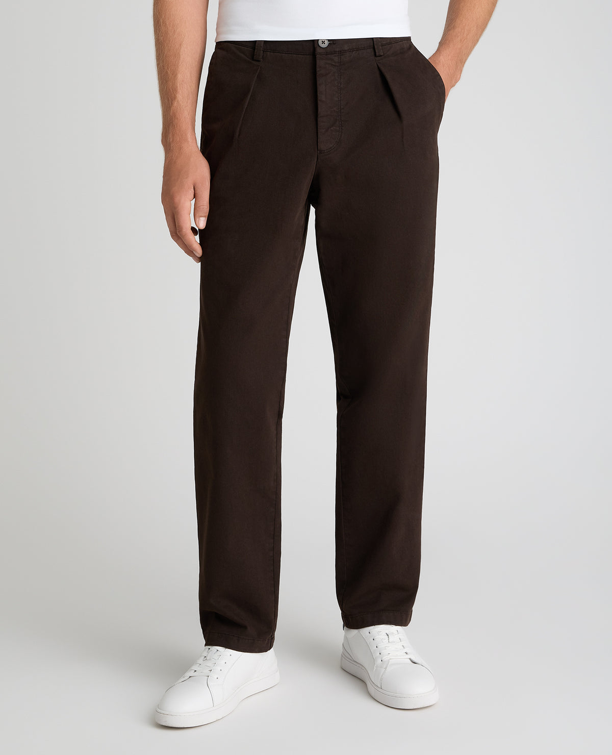Dark Brown Straight Fit Cotton Stretch Chino