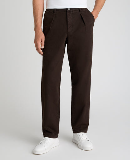 Dark Brown Straight Fit Cotton Stretch Chino
