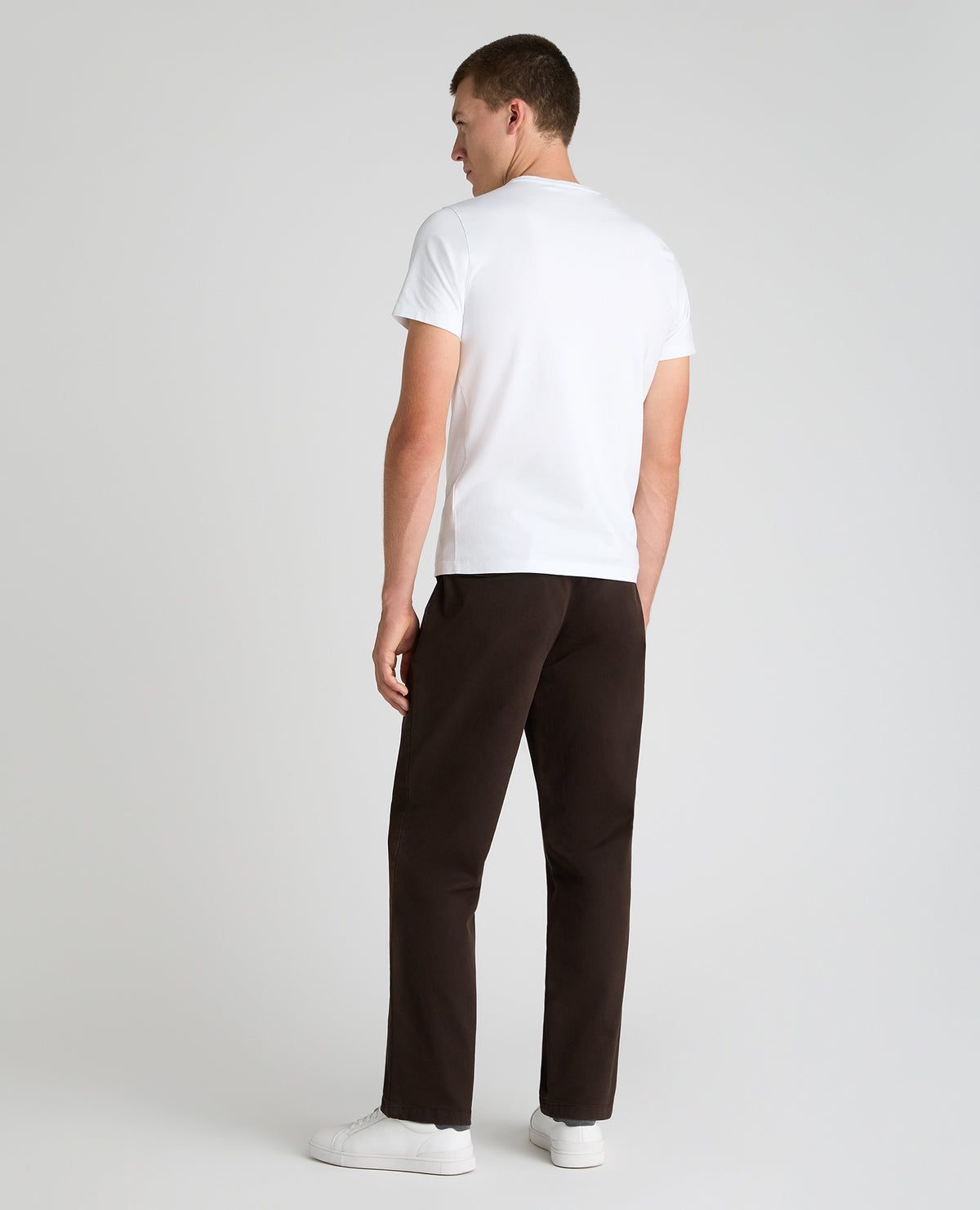 Dark Brown Straight Fit Cotton Stretch Chino