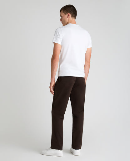 Dark Brown Straight Fit Cotton Stretch Chino
