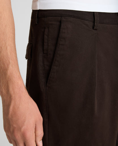 Dark Brown Straight Fit Cotton Stretch Chino