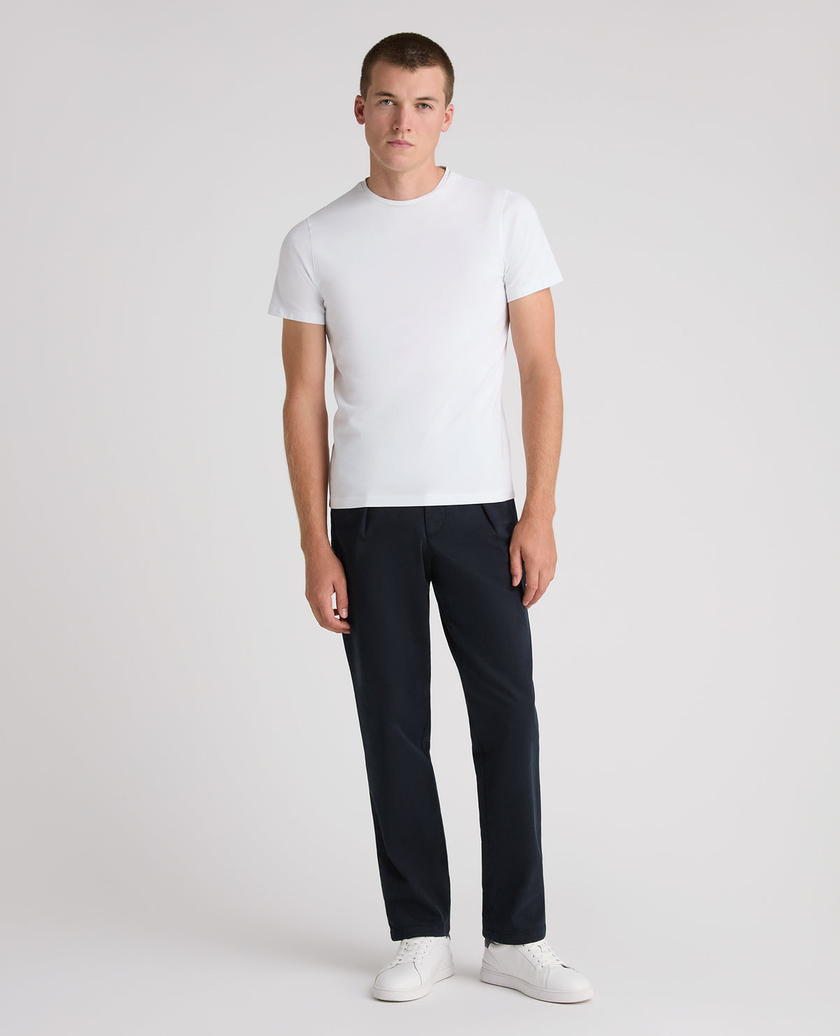 Navy Straight Fit Cotton Stretch Chino