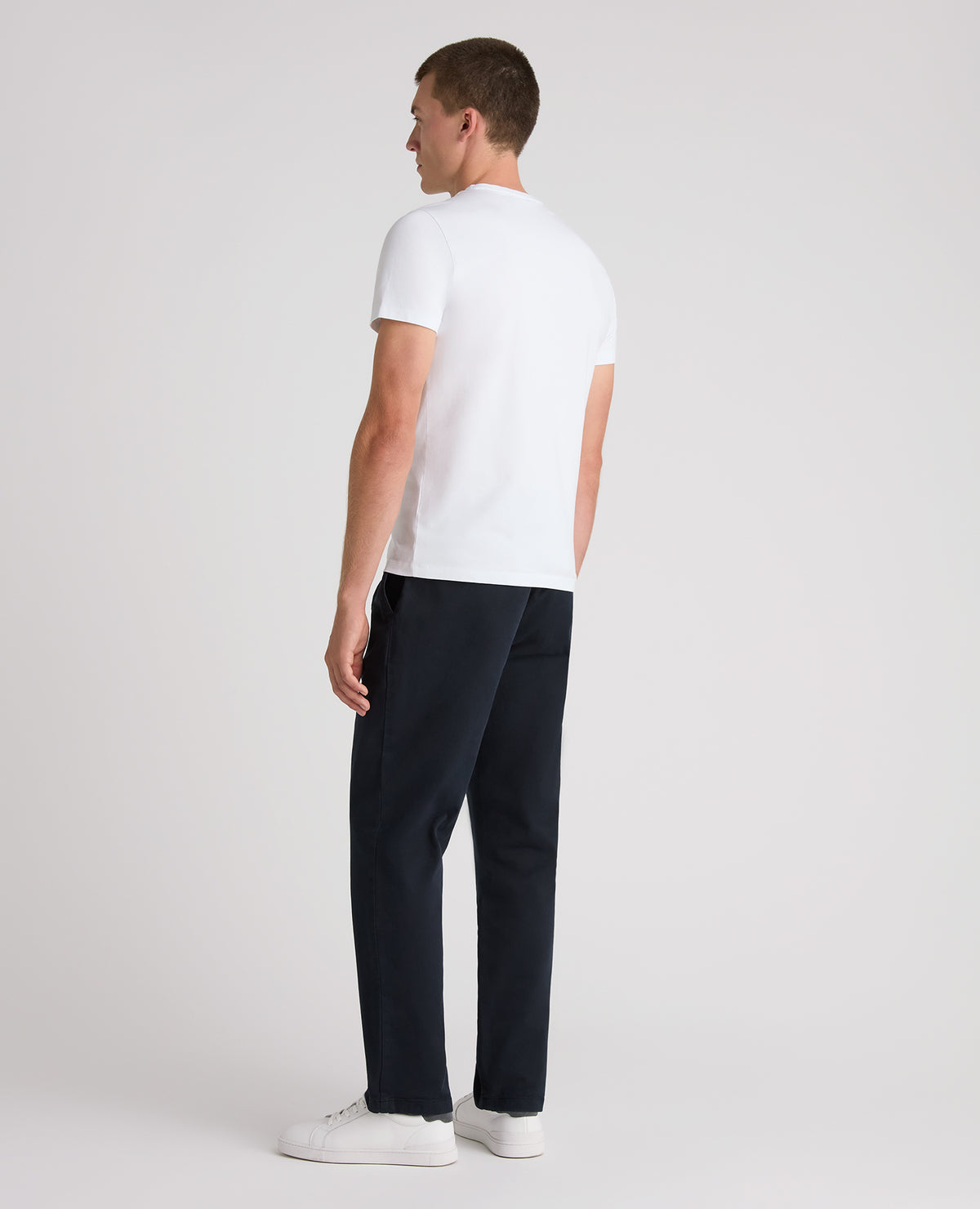 Navy Straight Fit Cotton Stretch Chino