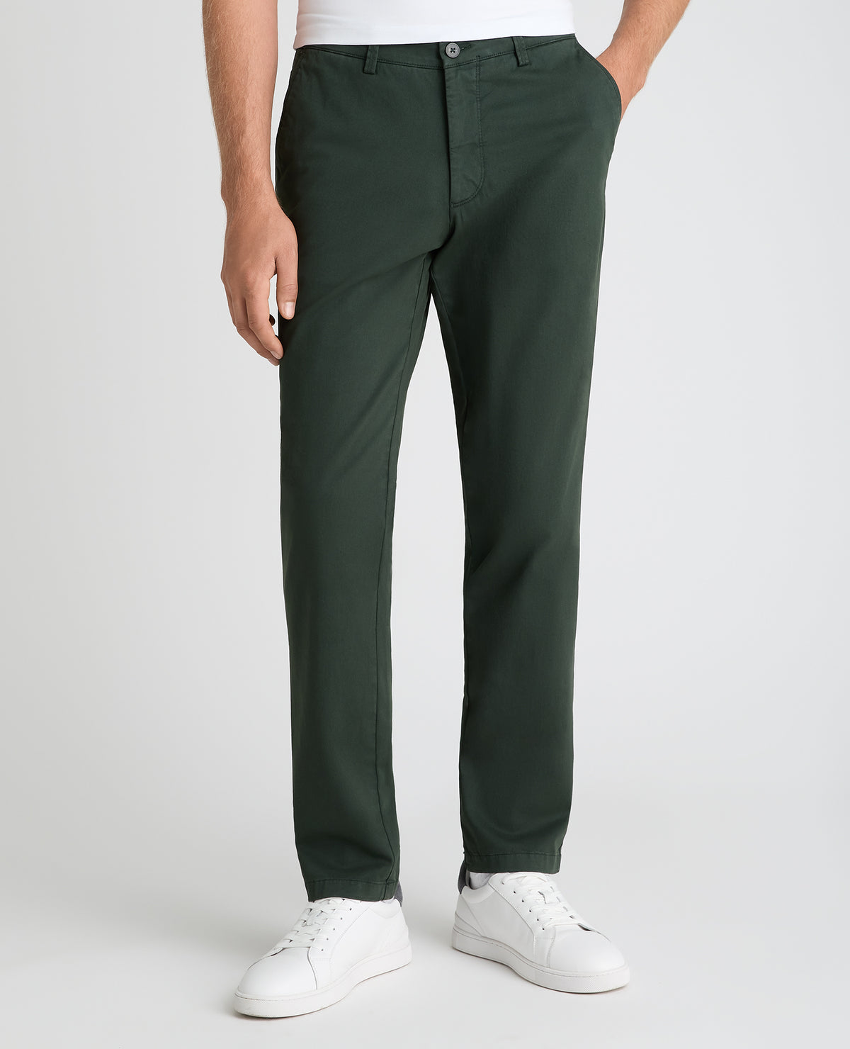 Dark Green Slim Fit Cotton Stretch Chino