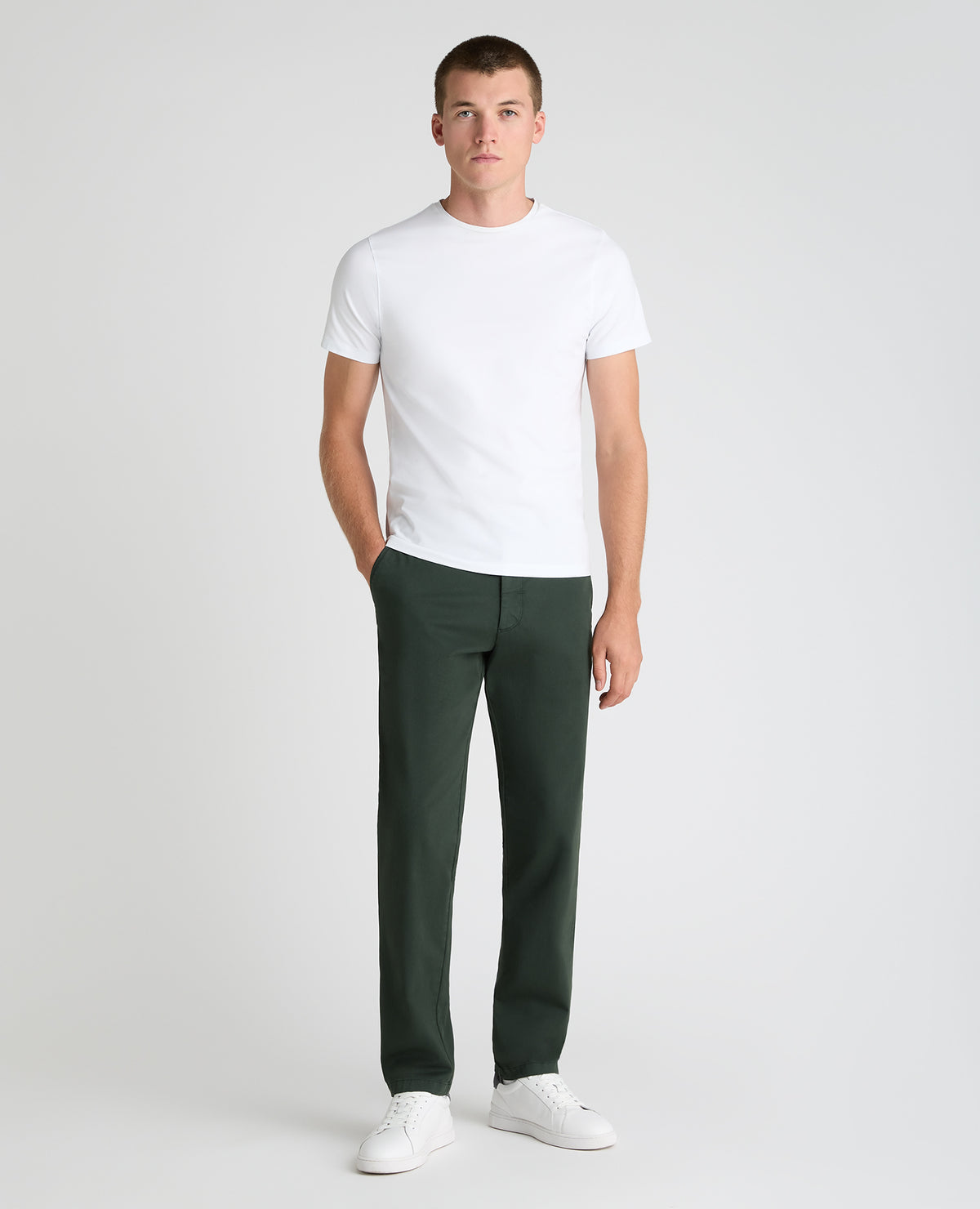 Dark Green Slim Fit Cotton Stretch Chino
