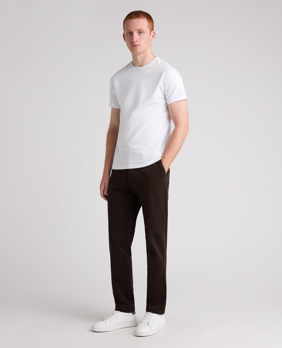 Dark Brown Slim Fit Cotton Stretch Chino