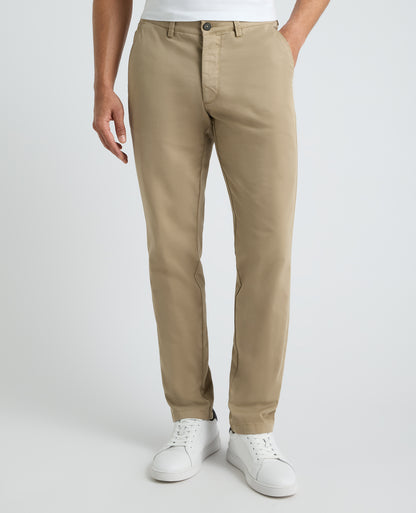 Beige Slim Fit Cotton Stretch Chino