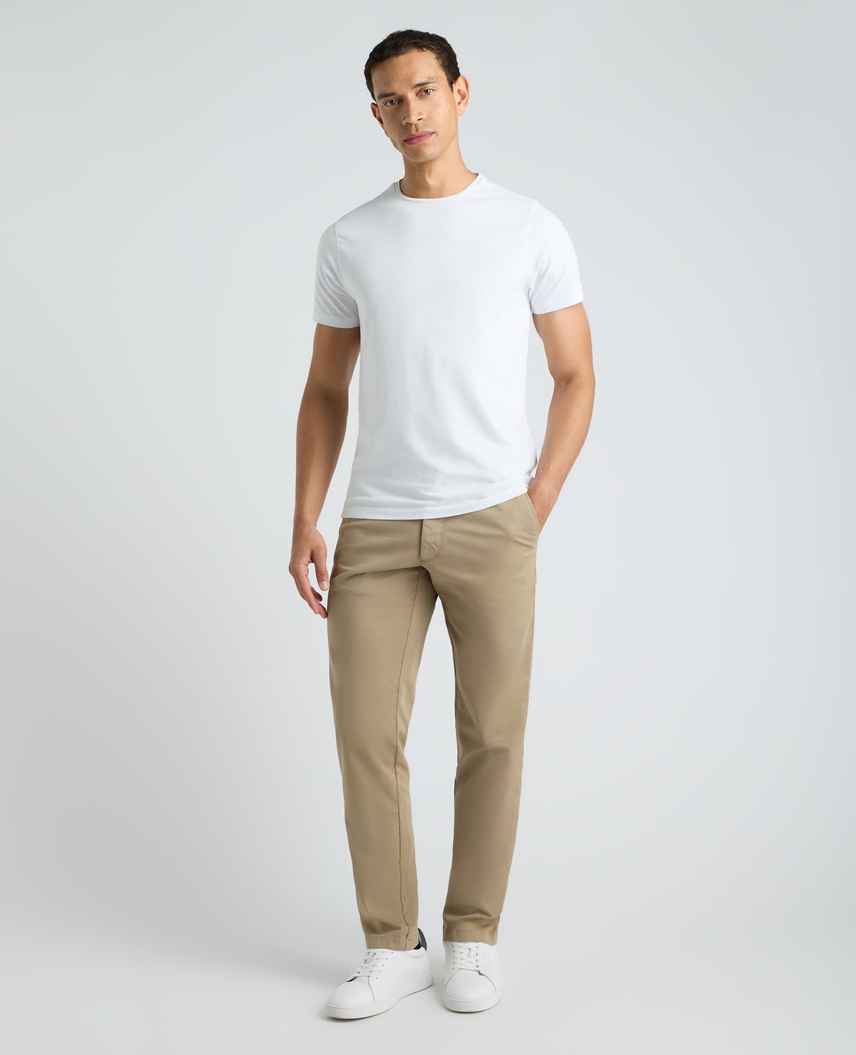 Beige Slim Fit Cotton Stretch Chino