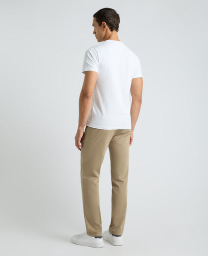 Beige Slim Fit Cotton Stretch Chino
