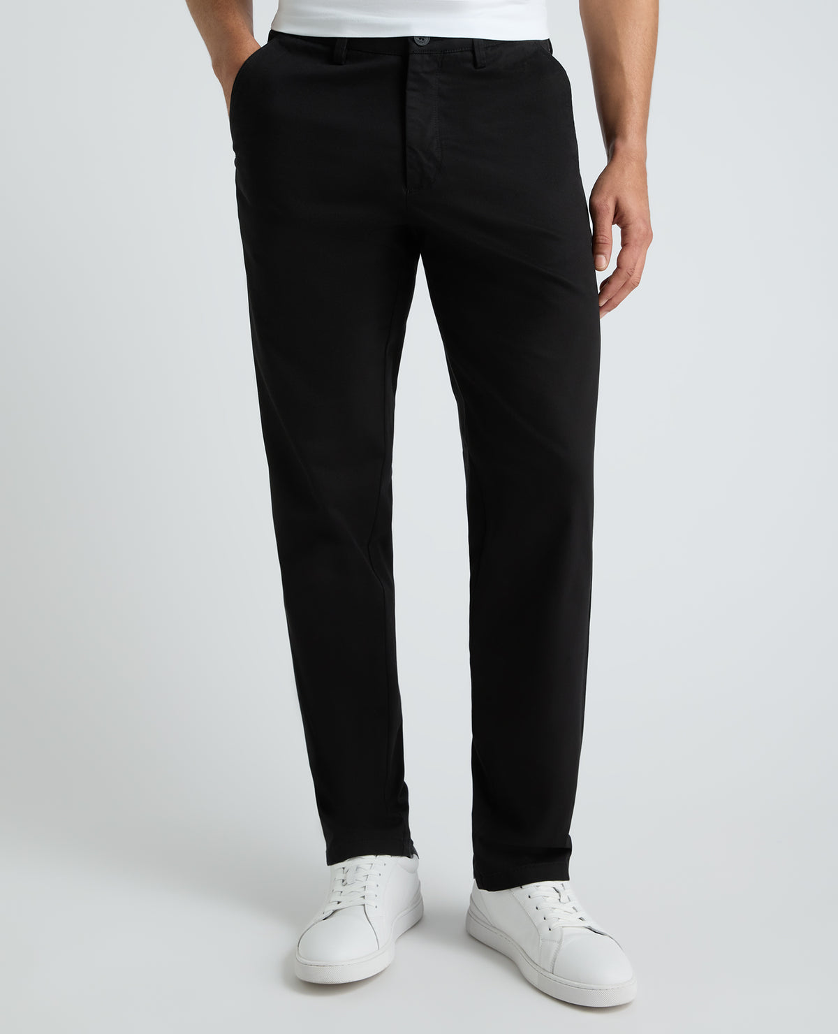 Black Straight Fit Cotton Stretch Chino