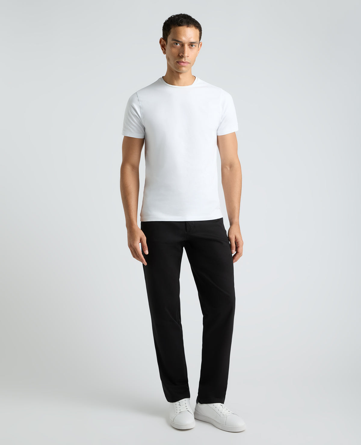 Black Straight Fit Cotton Stretch Chino