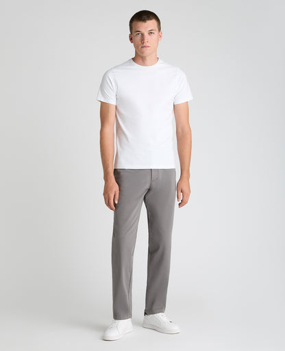 Grey Straight Fit Cotton Stretch Chino
