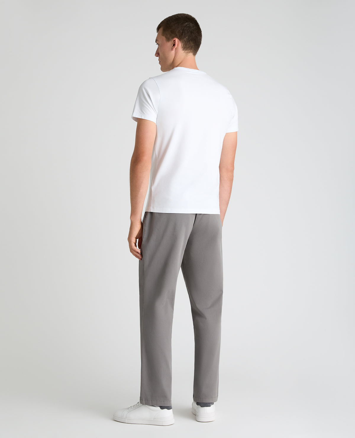 Grey Straight Fit Cotton Stretch Chino