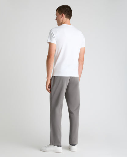 Grey Straight Fit Cotton Stretch Chino