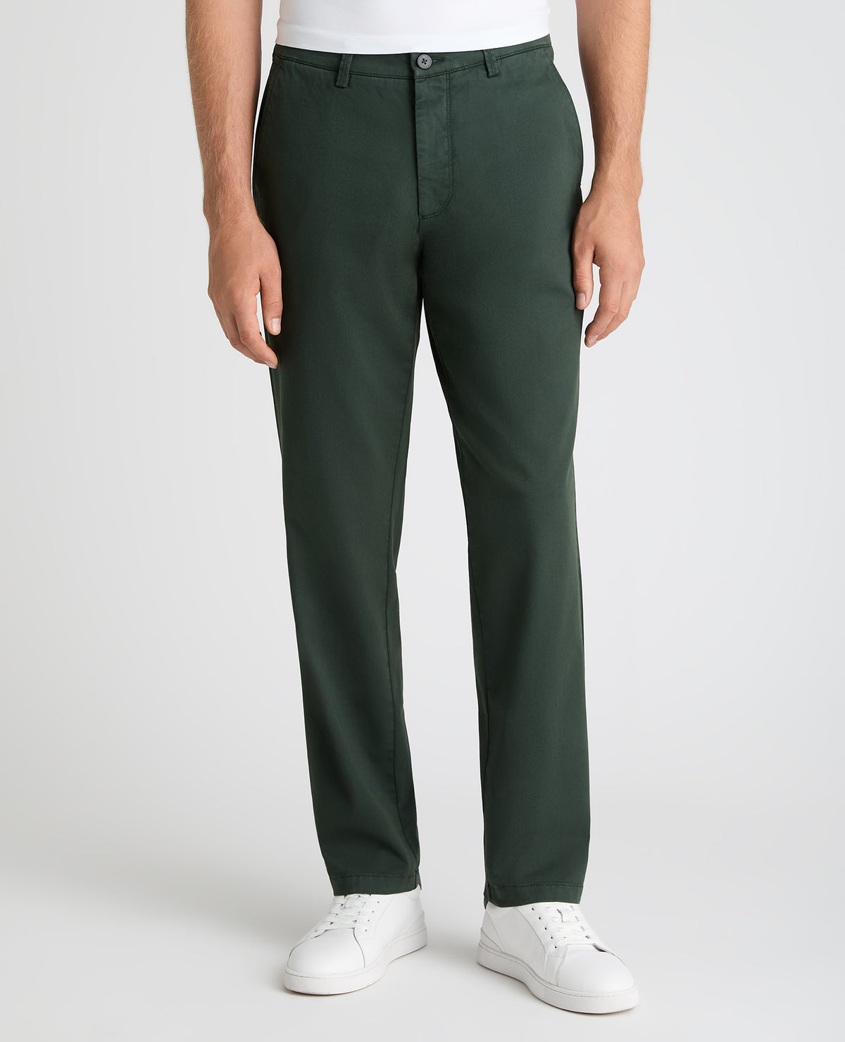 Dark Green Straight Fit Cotton Stretch Chino
